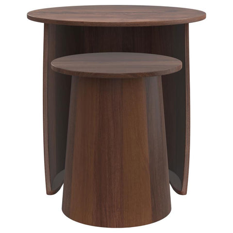 Yency - 2-Piece Round - Mango Wood Nesting Table Set - Dark Brown