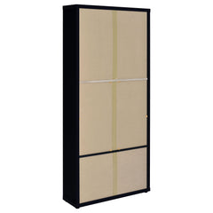 Hawthorne - 4-Shelf Glass Door Tall Cabinet With Drawers - Black