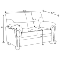 Clementine - Upholstered Padded Arm Sofa Set