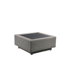 Salena - Patio Sectional Sofa With 4 Pillows & Coffee Table - Beige Fabric & Gray Wicker