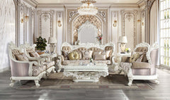 Vanaheim - Sofa - Fabric & Antique White Finish