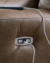 Beckley Place - Power Reclining Loveseat With Console / Adjustable Headrest - Earth