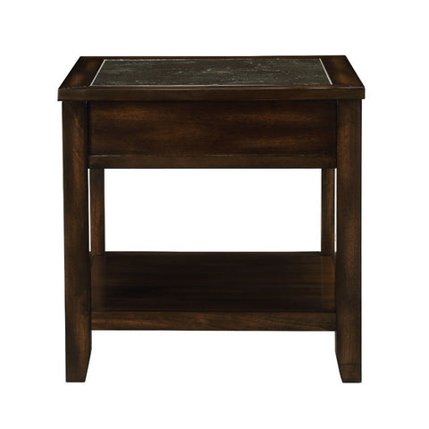 Cilnia - End Table - Marble & Walnut