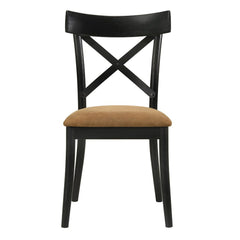 Hillary - Side Chair (Set of 2) - Brown Leather Aire, Walnut & Black