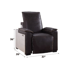 Nernoss - Recliner - Dark Grain Brown Leather & Aluminum