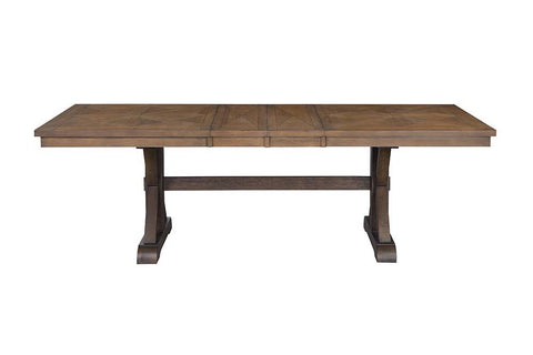 Pascaline - Dining Table - Gray Fabric, Rustic Brown & Oak Finish