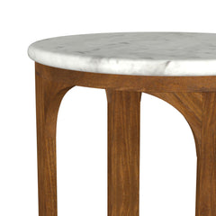 Berkeley - Round Marble Top Side Table - White And Brown