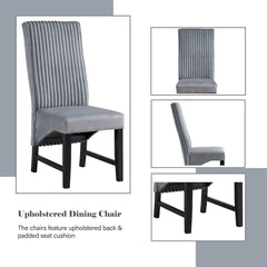 Kini - Side Chair (Set of 2) - Gray Corduroy & Black Finish