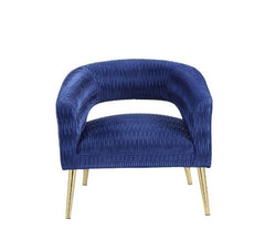 Aistil - Accent Chair - Blue Velvet & Gold Finish