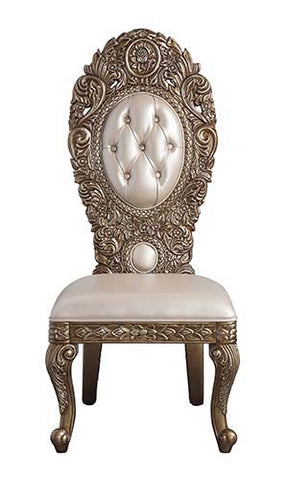 Constantine - Side Chair (Set of 2) - Synthetic Leather , Brown & Gold