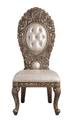 Constantine - Side Chair (Set of 2) - Synthetic Leather , Brown & Gold