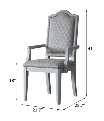 House - Marchese Chair (Set of 2) - Two Tone Gray Fabric & Pearl Gray Finish