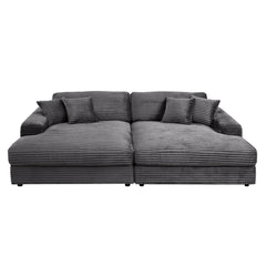 Hilde - Double Chaise With 2 Pillows - Dark Gray