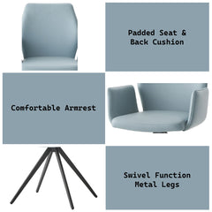 Segismunda - Side Chair With Swivel - Light Blue & Black