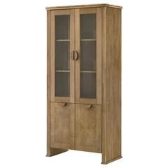 Adina - 77" Tall Display Cabinet - Distressed Light Brown