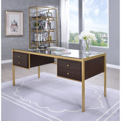 Yumia - Desk - Gold & Clear Glass