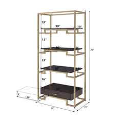 Yumia - Bookshelf - Gold & Walnut