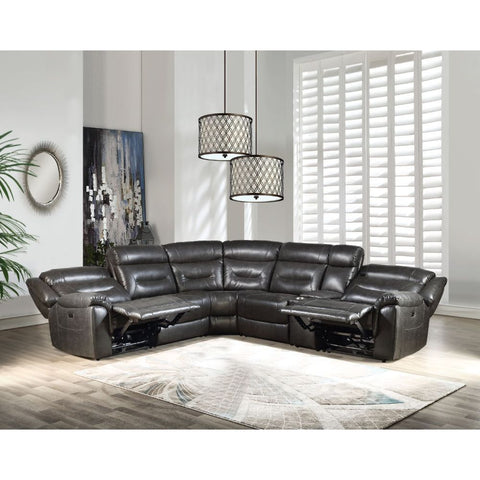 Imogen - Power Motion Sectional Sofa With USB - Gray Leather-Aire