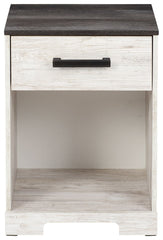 Shawburn - White / Black / Gray - One Drawer Night Stand - Open Cubby