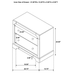 Gran Park - 2-Drawer Nightstand Bedside Table - Dark Cocoa