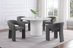 Acadia - Round Sintered Stone Top Dining Table - White