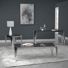 Desmond - Rectangle Glass Top Sofa Table - Pearl Silver