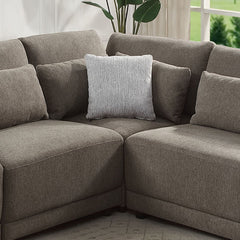 Rylie - Modular Wedge With 3 Pillows - Brown Linen