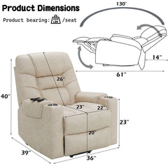 Nairi - Power Recliner With Lift & Heating & Massage - Light Gray