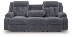 Observation - Reclining Power Sofa With Drop Down Table - Steel