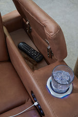 Clean-Slate - Caramel - Power Reclining Sofa / Adj Headrest