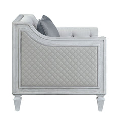 Katia - Chair With Pillow - Light Gray Linen & Weathered White