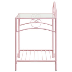 Massi - 1-Shelf Nightstand With Glass Top - Powder Pink