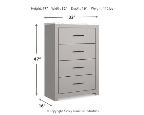 Cottonburg - Light Gray / White - Four Drawer Chest