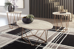 Tarica - Occasional Table Set (Set of 3) - White / Metallic