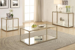 Cora - Coffee Table With Mirror Shelf - Chocolate Chrome