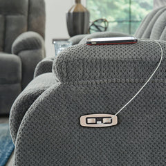 Observation - Reclining Power Sofa With Drop Down Table - Steel