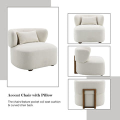 Darius - Accent Chair With Pillow - Beige Boucle