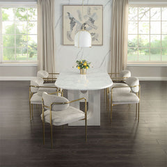 Zayn - Arm Chair (Set of 2) - Beige Chenille & Gold