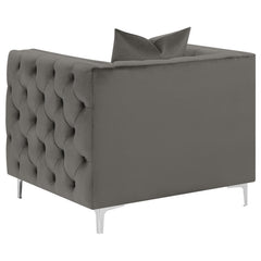 Phoebe - Upholstered Tuxedo Arm Tufted Chair - Urban Bronze