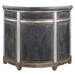 Rahma - Bar Table - Antique Ebony Top Grain Leather & Aluminum