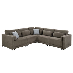 Rylie - Modular Armless Chair With Pillow - Brown Linen