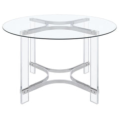 Keeling - Round Glass Top Acrylic Dining Table - Chrome