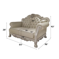 Dresden Loveseat - PU & Bone White Finish