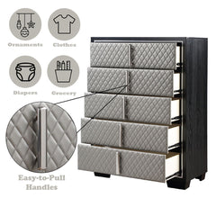 Nicola - Chest - Silver Synthetic Leather & Black