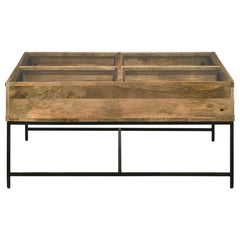 Stephie - 4-Drawer Square Glass Top Coffee Table - Honey Brown