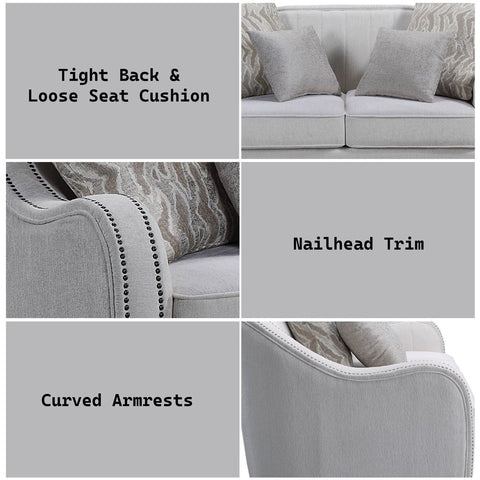 Mahler - Loveseat With 4 Pillows - Beige Linen
