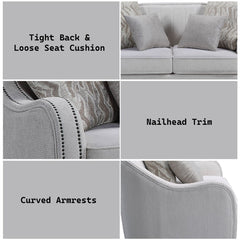 Mahler - Loveseat With 4 Pillows - Beige Linen