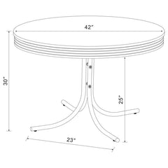 Retro - Round Wood Top Dining Table - White And Chrome