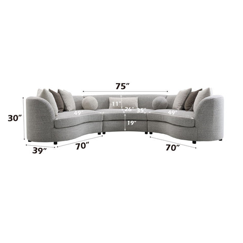 Ivria - Sectional Sofa With 9 Pillows - Gray Boucle