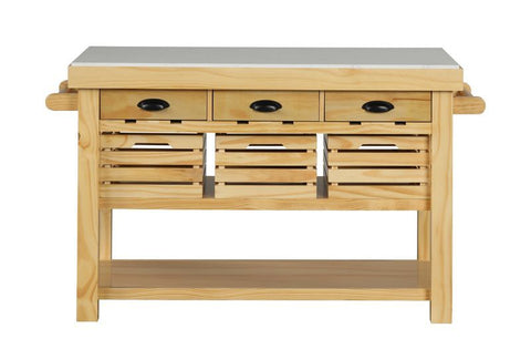 Grovaam - Kitchen Island - Marble Top & Natural
